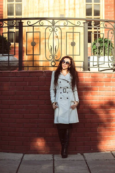 Automne Portrait Une Fille Une Promenade Dans Parc — Photo