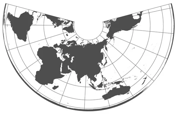 Monde Gris Dans Différentes Projections Cartographiques Grille Degrés Méridiens Parallèles — Photo