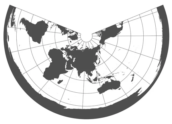 Monde Gris Dans Différentes Projections Cartographiques Grille Degrés Méridiens Parallèles — Photo