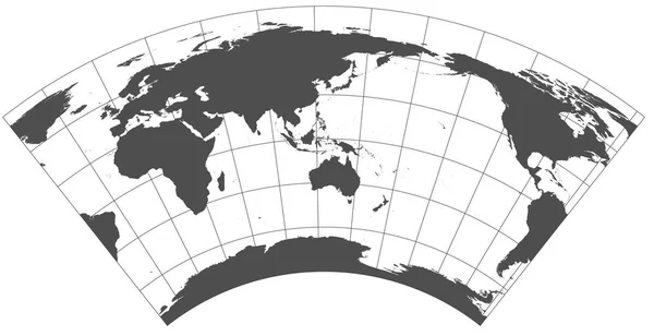 Grå Värld Olika Kartografiska Prognoser Grader Rutnät Meridianer Och Paralleller — Stockfoto
