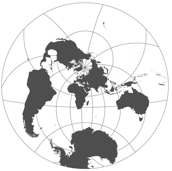 Mondo Grigio Diverse Proiezioni Cartografiche Griglia Gradi Meridiani Paralleli — Foto Stock