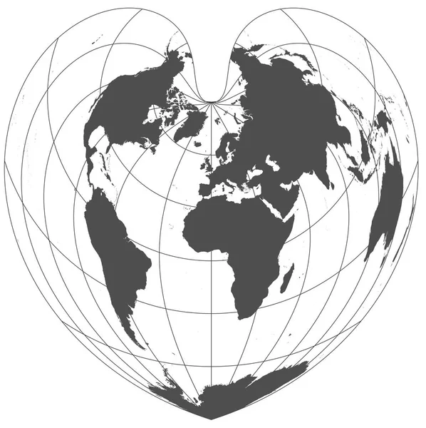 Mundo Gris Diferentes Proyecciones Cartográficas Rejilla Grados Meridianos Paralelos —  Fotos de Stock