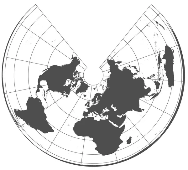Graue Welt Verschiedenen Kartographischen Projektionen Grad Raster Von Meridianen Und — Stockfoto