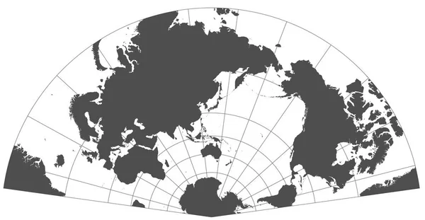 さまざまな地図投影法で灰色の世界 経線と緯線の 度グリッド — ストック写真
