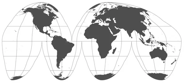 Mondo Grigio Diverse Proiezioni Cartografiche Griglia Gradi Meridiani Paralleli — Foto Stock