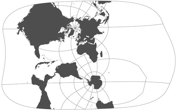 Mundo Gris Diferentes Proyecciones Cartográficas Rejilla Grados Meridianos Paralelos —  Fotos de Stock