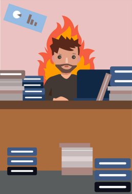 İş yerinde yanmış.