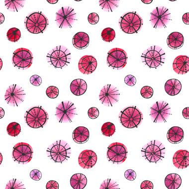 El ile Seamless Modeli soyut daireler boyalı