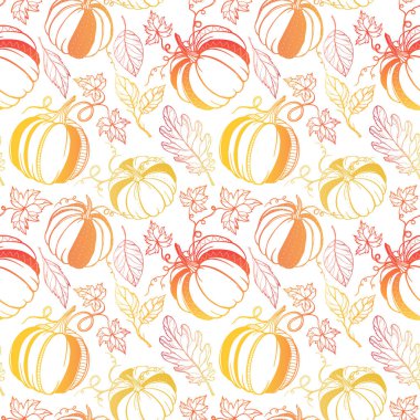 Stilize kabaklar ve yaprakları parlak desen
