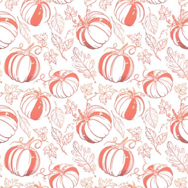 Grange desen stilize kabaklar ve yaprakları ile