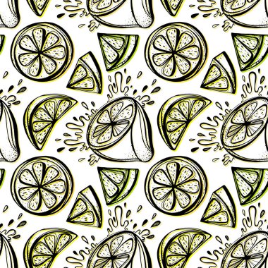 Limon stilize el seamless modeli çizilmiş