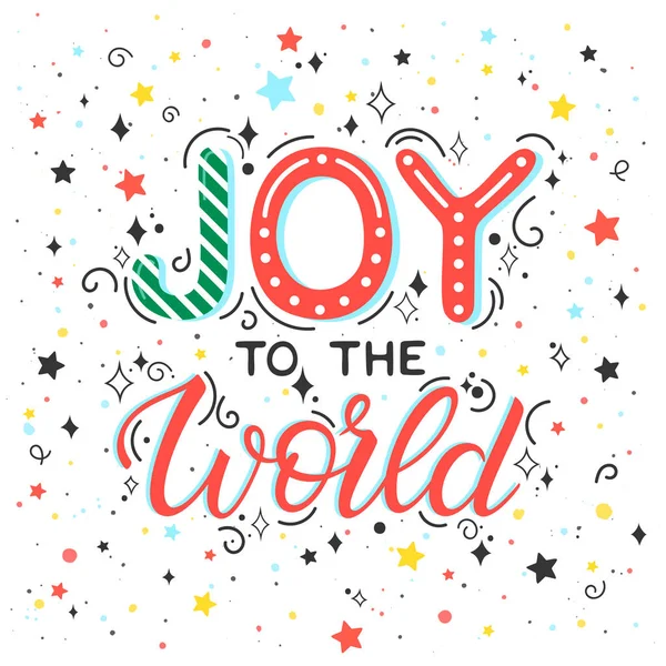 Kerstmis Nieuwjaar Typografie Vreugde Aan Wereld Vakantie Groeten Met Wervelingen — Stockvector