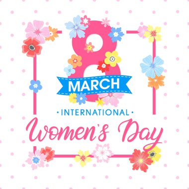 Kadın gün tipografi - el yazı farklı çiçek ve çiçek öğeleri ile boyalı. Mevsim Selam, el ilanları, afişler, tatil davetiyeleri ve daha fazla baskı için ideal kart. Vektör 8 Mart kartı.