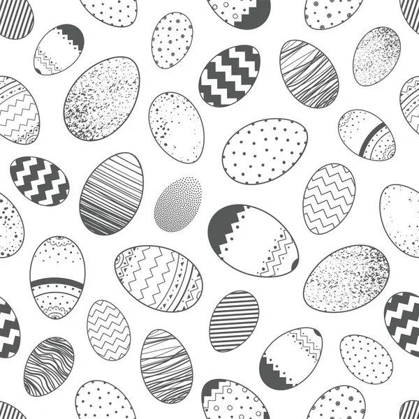 Seamless Pattern Pattern Different Easter Eggs Hand Drawn Stylized Elements — стоковый вектор