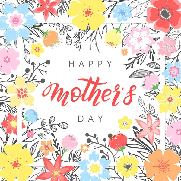 Happy Mothers Day Typography Happy Mothers Day Handgezeichneter Schriftzug Mit — Stockvektor