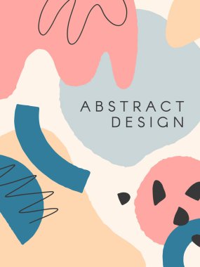 Elle çizilmiş organik şekiller ve pastel renklerde dokularla modern vektör çizimi. Baskı, el ilanları, afişler, davetiyeler, marka tasarımı, kapaklar ve daha fazlası için mükemmel çağdaş tasarım..