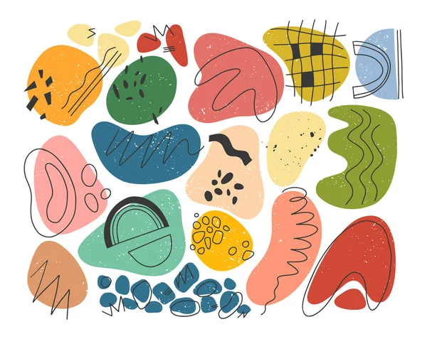 Set Van Vector Kleurrijke Met Hand Getekende Organische Vormen Doodles — Stockvector