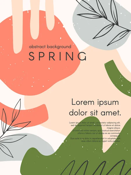 Ilustración Vectorial Moderna Primavera Con Formas Orgánicas Dibujadas Mano Texturas — Archivo Imágenes Vectoriales