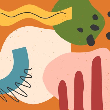 Elle çizilmiş organik şekiller, dokular ve grafik elementlerle sanatsal modern vektör çizimi. Moda çağdaş tasarımı baskılar, el ilanları, afişler, davetiyeler, markalaşma tasarımı, kapaklar, kumaş için mükemmel.