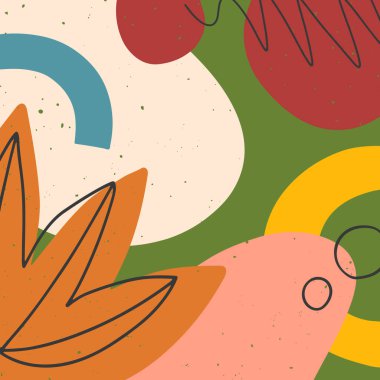Elle çizilmiş organik şekiller, dokular ve grafik elementlerle sanatsal modern vektör çizimi. Moda çağdaş tasarımı baskılar, el ilanları, afişler, davetiyeler, markalaşma tasarımı, kapaklar, kumaş için mükemmel.