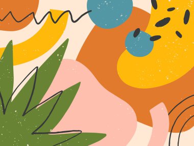 Elle çizilmiş organik şekiller, dokular ve grafik elementlerle sanatsal modern vektör çizimi. Moda çağdaş tasarımı baskılar, el ilanları, afişler, davetiyeler, markalaşma tasarımı, kapaklar, kumaş için mükemmel.