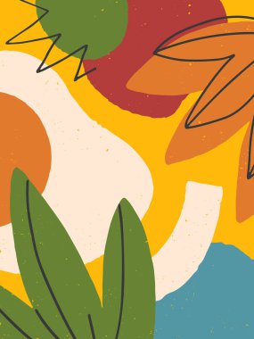 Elle çizilmiş organik şekiller, dokular ve grafik elementlerle sanatsal modern vektör çizimi. Moda çağdaş tasarımı baskılar, el ilanları, afişler, davetiyeler, markalaşma tasarımı, kapaklar, kumaş için mükemmel.