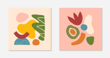 Yaratıcı evrensel sanatsal kartlar. Elle çizilmiş organik şekiller ve dokularla modern vektör çizimleri. Parmak izleri, el ilanları, afişler, broşürler, davetiyeler, kapaklar için çağdaş tasarım..