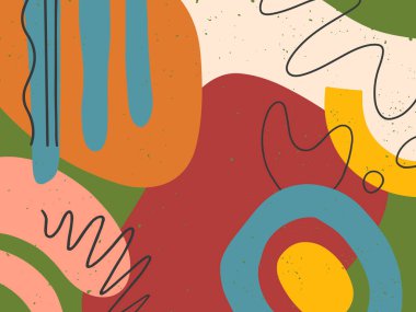 El yapımı organik şekillere sahip sanatsal modern vektör illüstrasyonu; desenler ve doğal şekiller. Moda çağdaş tasarımı baskılar için mükemmel; el ilanları; afişler; davetiyeler; markalaşma tasarımı;