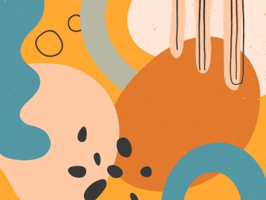 Elle çizilmiş organik şekilli sanatsal modern vektör illüstrasyonu; desenler ve grafik elementleri. Moda çağdaş tasarımı baskılar için mükemmel; el ilanları; afişler; davetiyeler; markalaşma tasarımı;