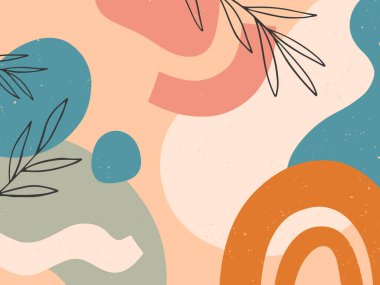 Elle çizilmiş organik şekilli sanatsal modern vektör illüstrasyonu; desenler ve grafik elementleri. Moda çağdaş tasarımı baskılar için mükemmel; el ilanları; afişler; davetiyeler; markalaşma tasarımı;