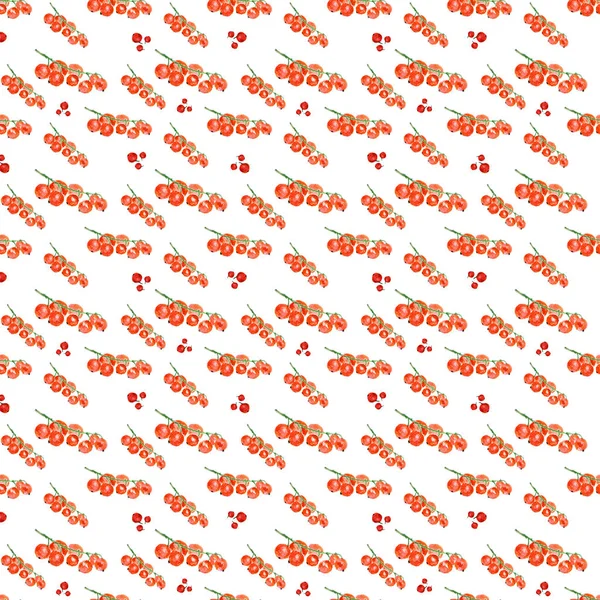 Red currant on white background. Watercolor hand made. Seamless colorful pattern — Stock Photo, Image