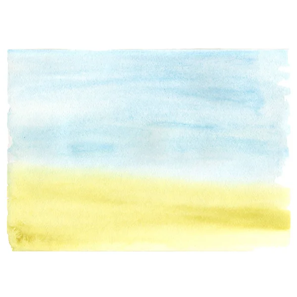 Художня абстрактна синьо-жовта пензлик пофарбована акварельна текстурована фонова ілюстрація. Дизайн заголовка, логотипу та рекламного банера — стокове фото