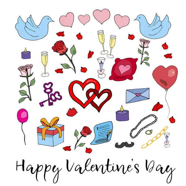 Hand drawn doodle Valentine elements. Greeting card. May be used as foiling for different printings or a background — Stock Photo, Image