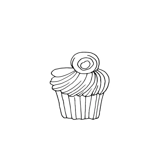 Dolce Cupcake con top cremoso. Illustrazione vettoriale — Vettoriale Stock