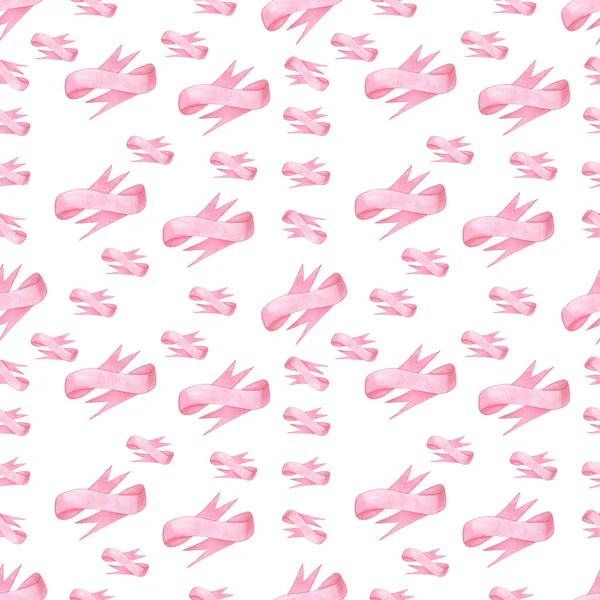 Seamless pattern of pink bows ribbon on white background — Stock Photo, Image