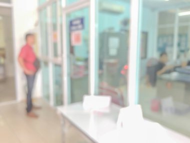 Sayaç Servisi Hotel'in arka plan kullanım için bulanık görüntü. Arka plan hall müşteri veya kasiyer Resepsiyon kapalı alan office banka iç: personel working.lab bulanıklık