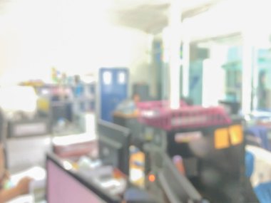 Sayaç Servisi Hotel'in arka plan kullanım için bulanık görüntü. Arka plan hall müşteri veya kasiyer Resepsiyon kapalı alan office banka iç: personel working.lab bulanıklık