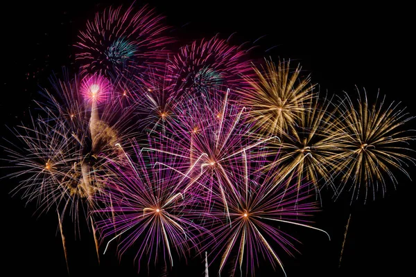 Fireworks Celebration at night on  New Year and copy space . — Stock Photo, Image