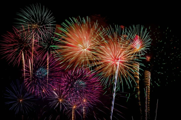 Fireworks Celebration at night on  New Year and copy space . — Stock Photo, Image