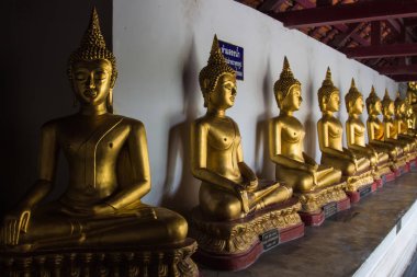 Buda'nın yüzü. Wat Phra Si Mahathat Woramahawihan.