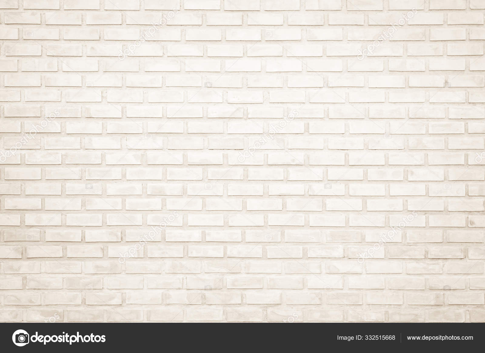 Background of wide cream brick wall texture. Old brown brick wall concrete or stone wall