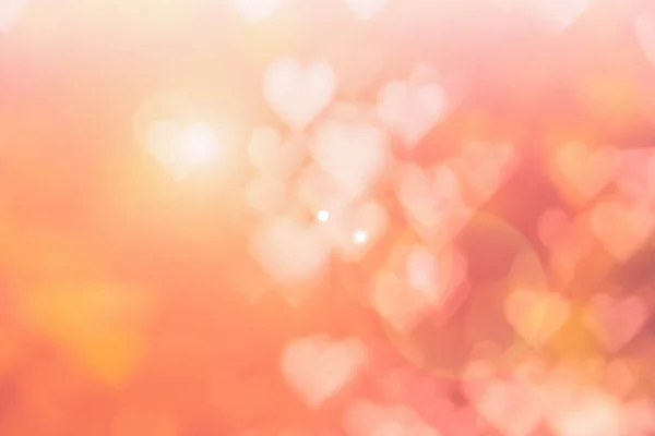 Blurred background of Valentine's day concept. Pink Valentines Day Card. Pastel color tone soft have gradient pattern. Multicolor white pink, orange and red hearts blur wallpaper in love bright sexy. — 图库照片