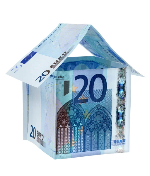 Üç euro banknot bir ev şeklinde