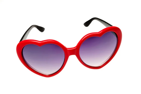 Kırmızı bir kalp şeklinde gözlük 