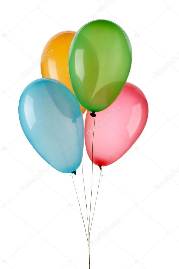 four colored balloons