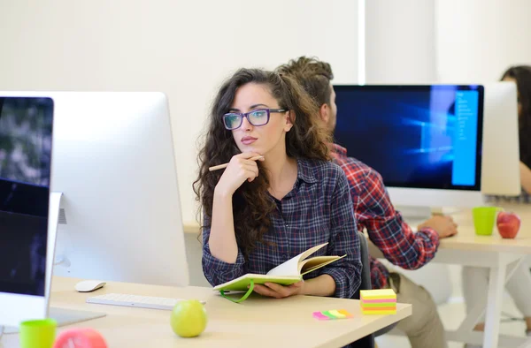在计算机上工作的女性软件开发人员 — 图库照片