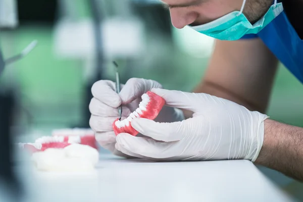 Prótesis dental trabajando en la prótesis dental Imágenes De Stock Sin Royalties Gratis