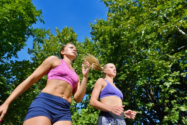 Dos mujeres practicando ejercicio — Foto de Stock