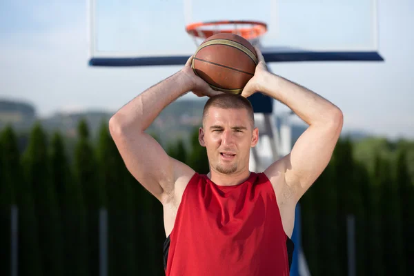 Portrait of young man street basket player — Stock Image Portrait of young man street basket player Royalty Free Stock Photos