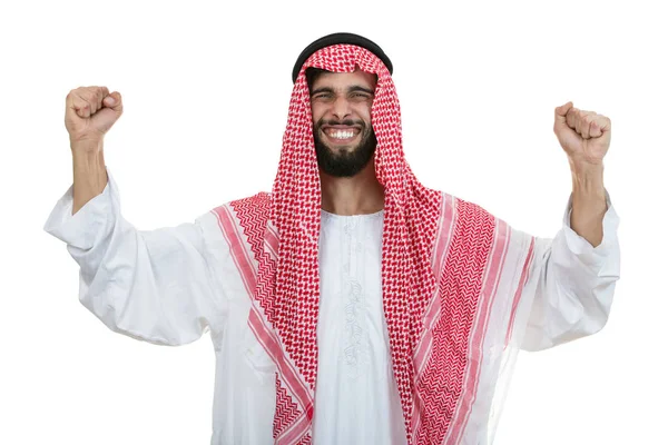 Uma pessoa árabe de mãos erguidas — Fotografia de Stock